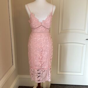 Bardot pink lace dress